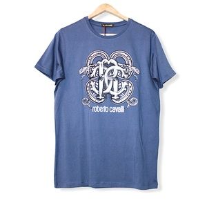 Roberto Cavalli Navy Blue Snake Graphic Crew T-Shirt XL